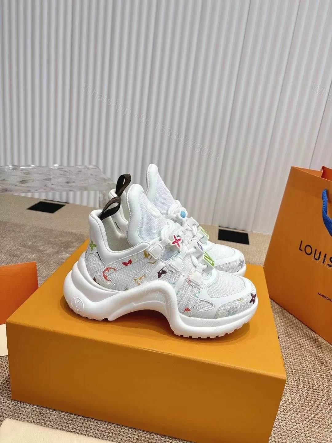 View 4 of LV Women White Mesh Embellished Sneakers
