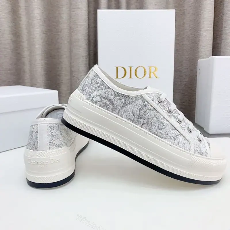 View 3 of WALK’N’DIOR PLATFORM SNEAKERS UNISEX JARDIN D’HIVER EMBROIDERED GREY – CD194