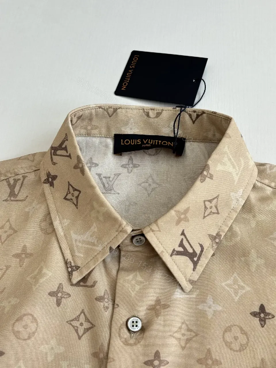 View 9 of Beige Louis Vuitton Monogram Shirt, Regular Fit, Button-Front Shirt