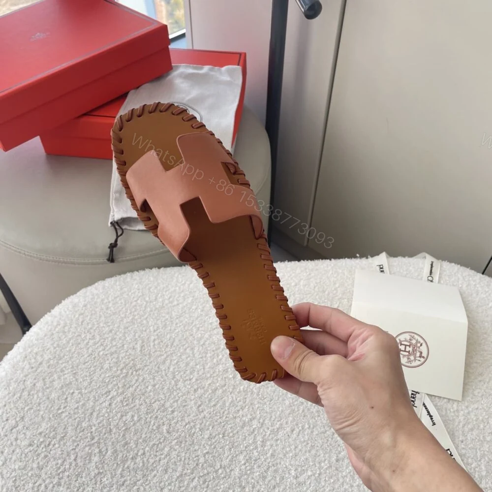 View 3 of Hermes Oran Sandals Stitching In Brown