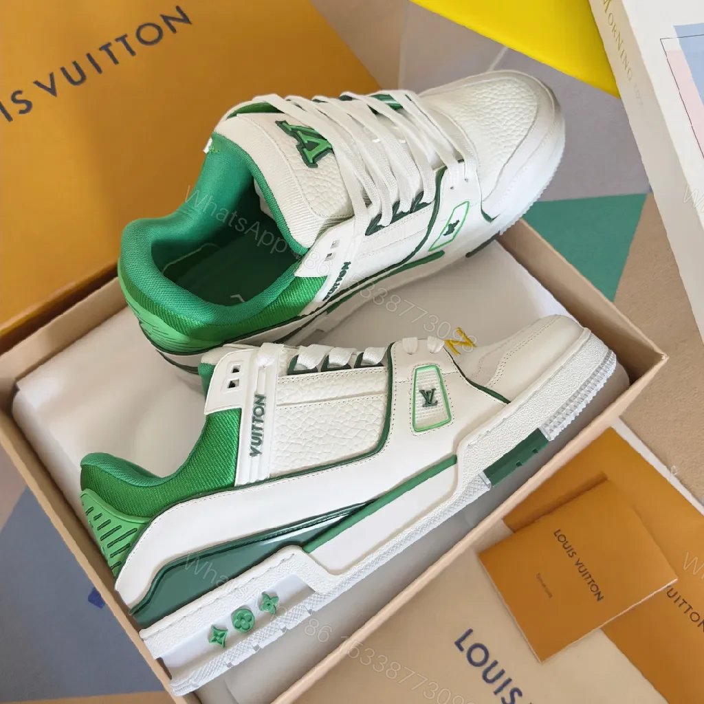 View 5 of Green Leather High-Top Sneakers with Luxury Styling
