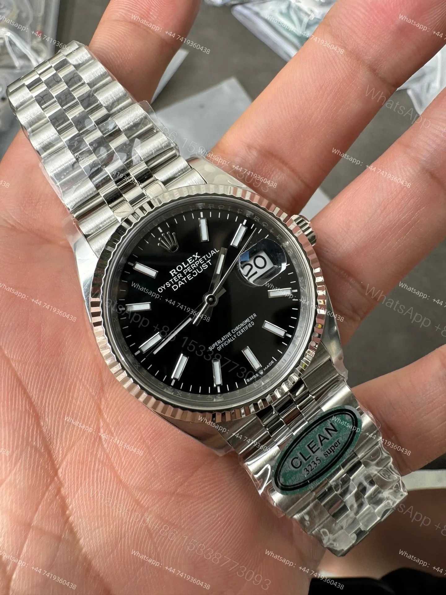 View 4 of Rolex Datejust M126334-0006 Black Dial 1:1 Replica Jubilee 36MM 3235 Movement Super Clone Watch