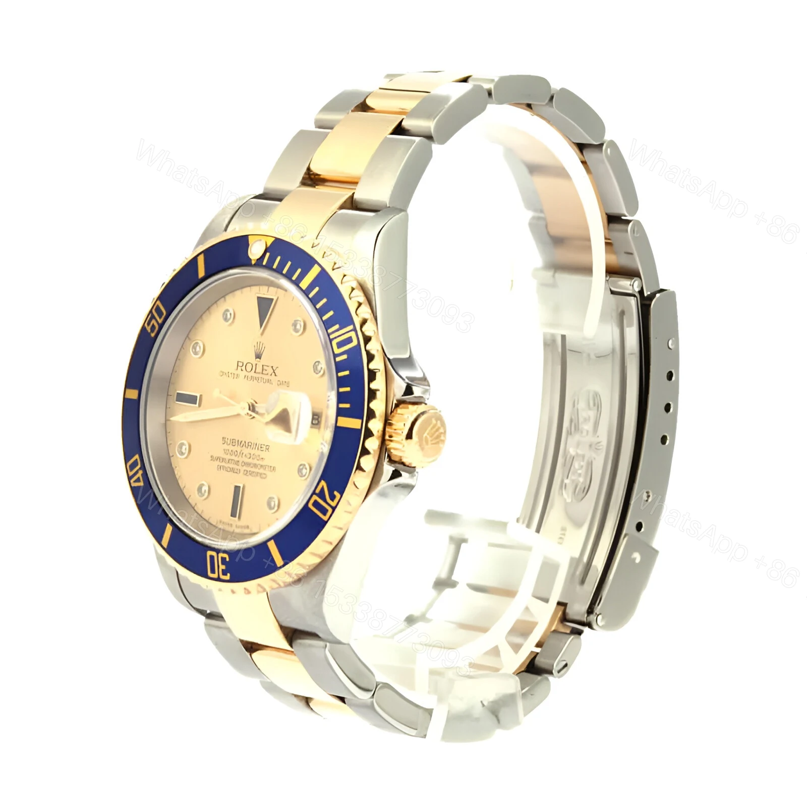 View 2 of Rolex Submariner Serti Two Tone Stainless Steel Gold Diamond 16613 Replica
