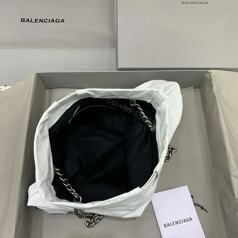 View 7 of White Nylon Tote with Chain Accent â€“ Everyday Luxury Bag