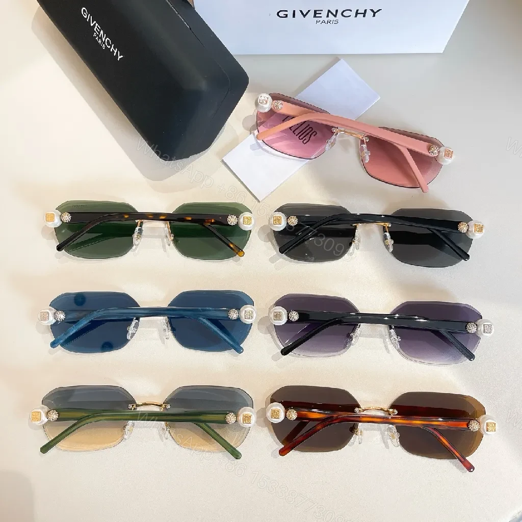 View 8 of Chic Gradient Rim Sunglasses with Pearl Detail - Gold