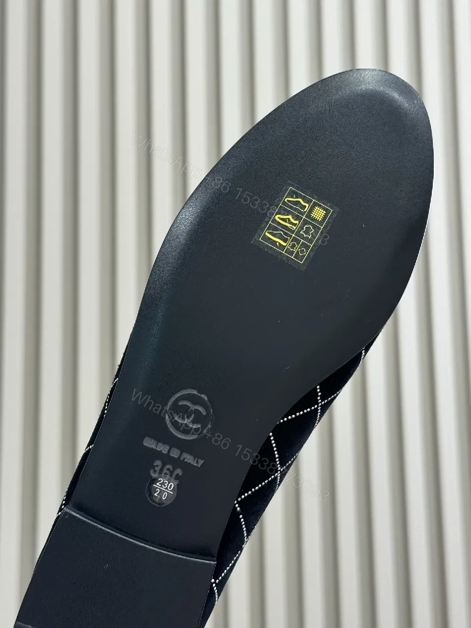 View 3 of Black Diamond-Grid Ballet Flats, Flat-Soled Comfort
