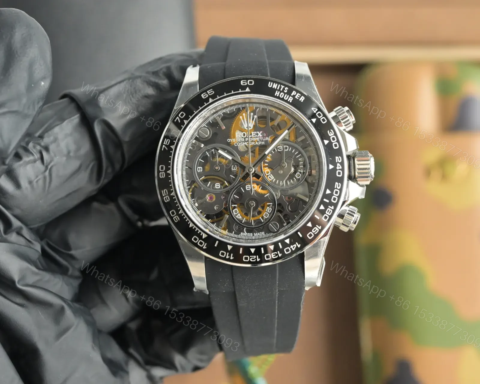Rolex Daytona Skeleton Black Dial Black Strap Edition 40mm RG-DAYTONA-SKELETON-BLACK — view 1
