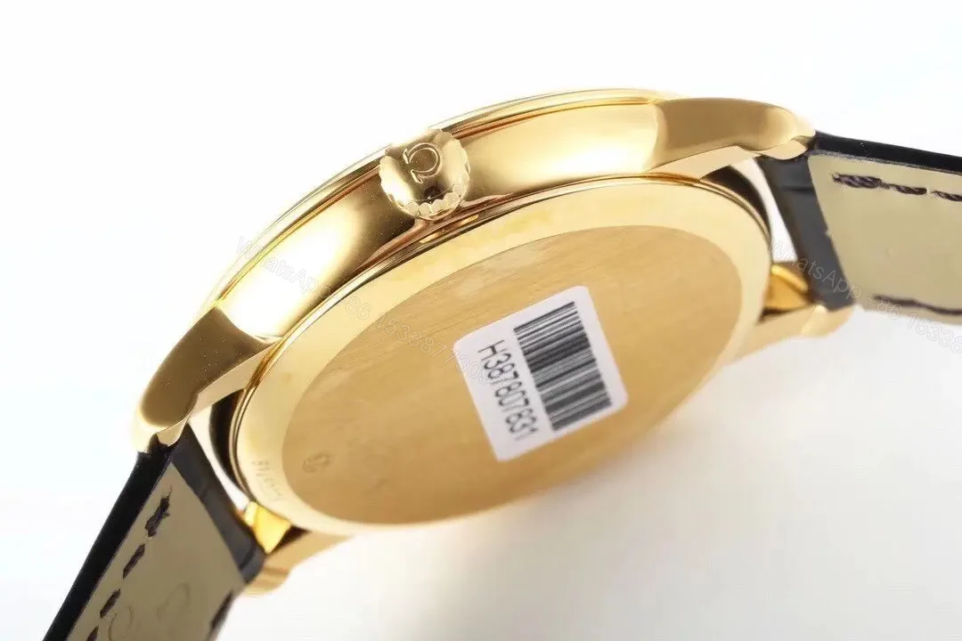 View 6 of MKS Omega De Ville Prestige Replica Watch Gold with Black Leather Strap