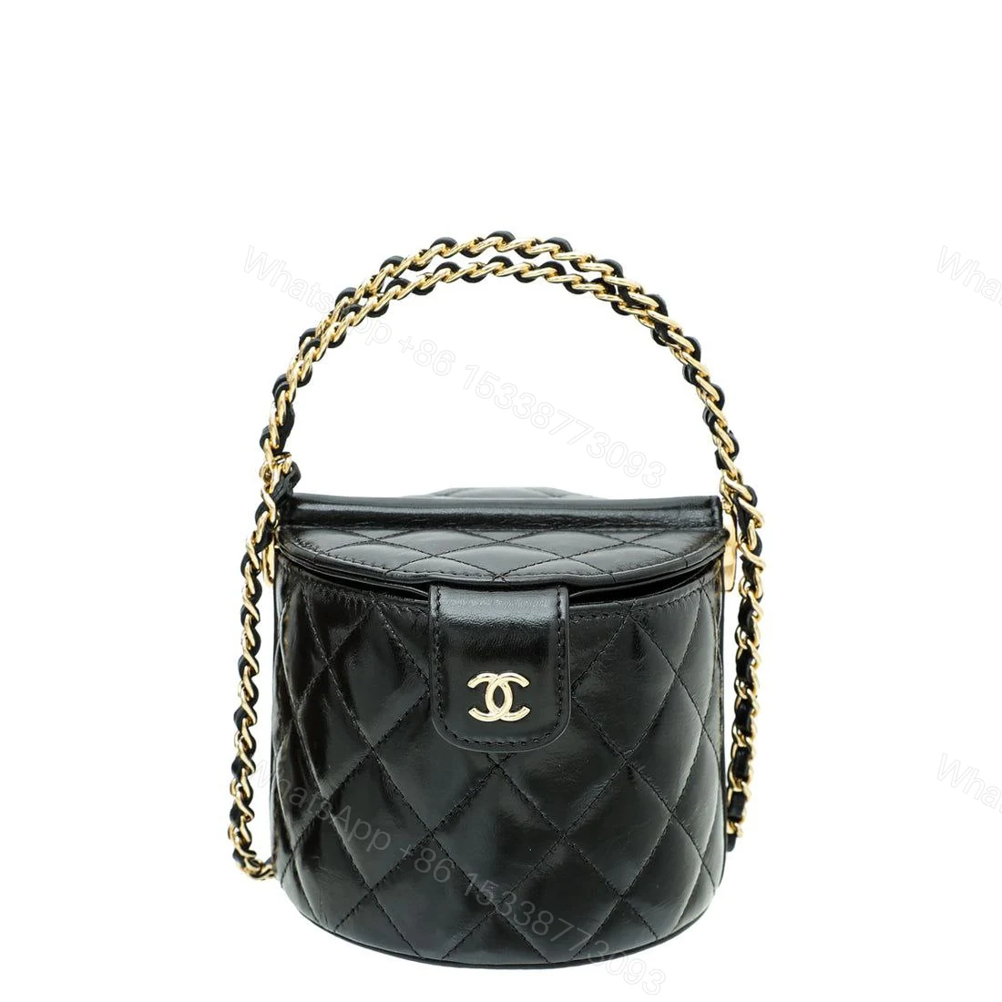Chanel Black Metallic Round Top Handle Vanity Bag — view 1