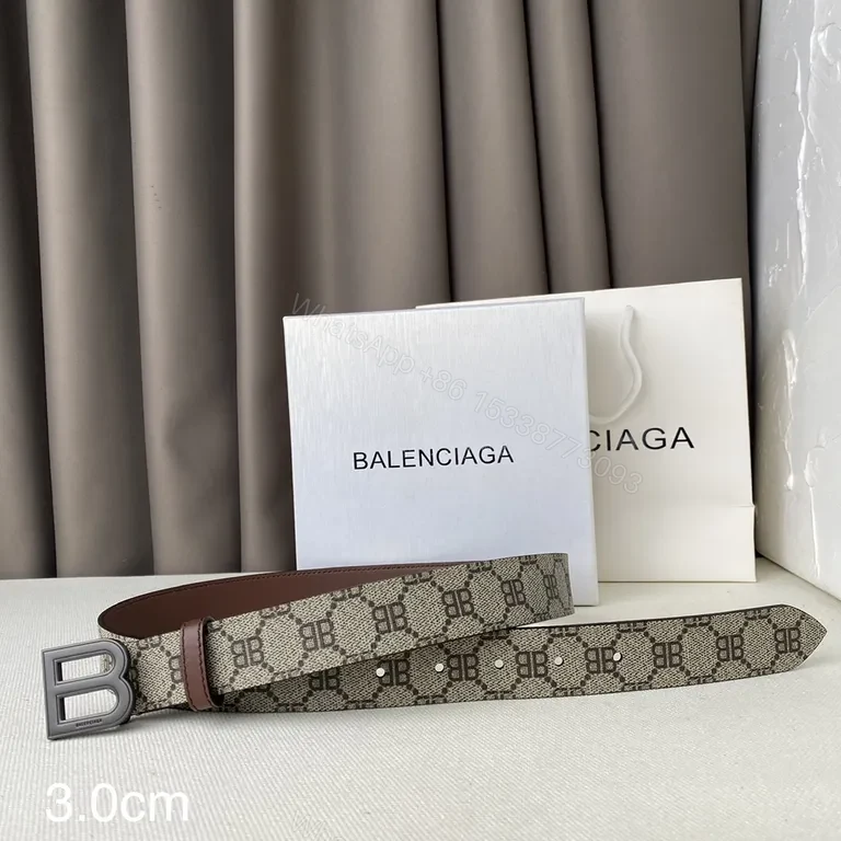 View 4 of Beige-Monogram Belt with Gunmetal B Buckle - Luxury Style