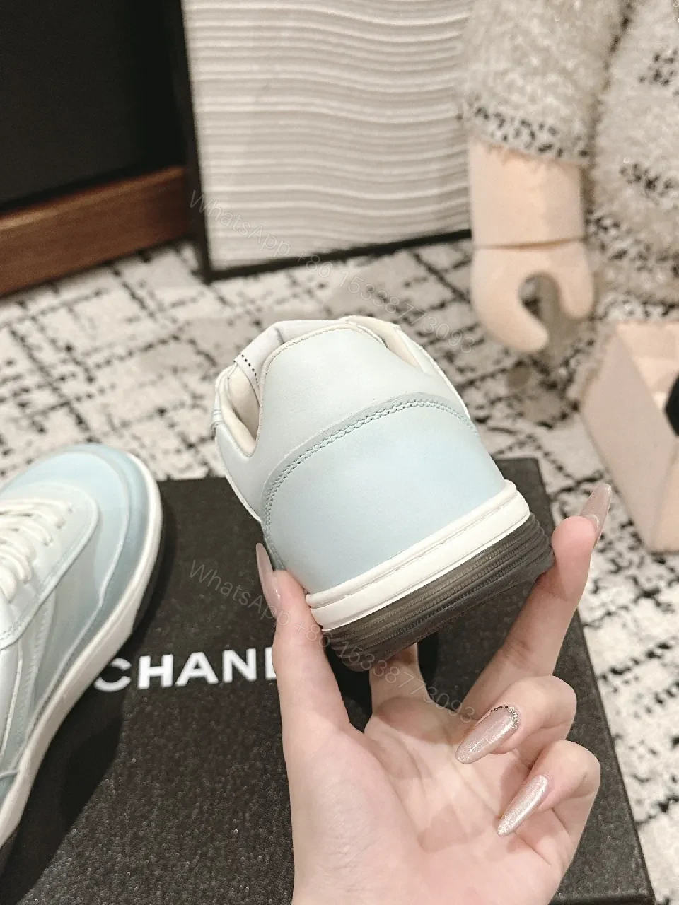 View 2 of Light-blue Leather Sneakers: Luxe Comfort, Versatile Style