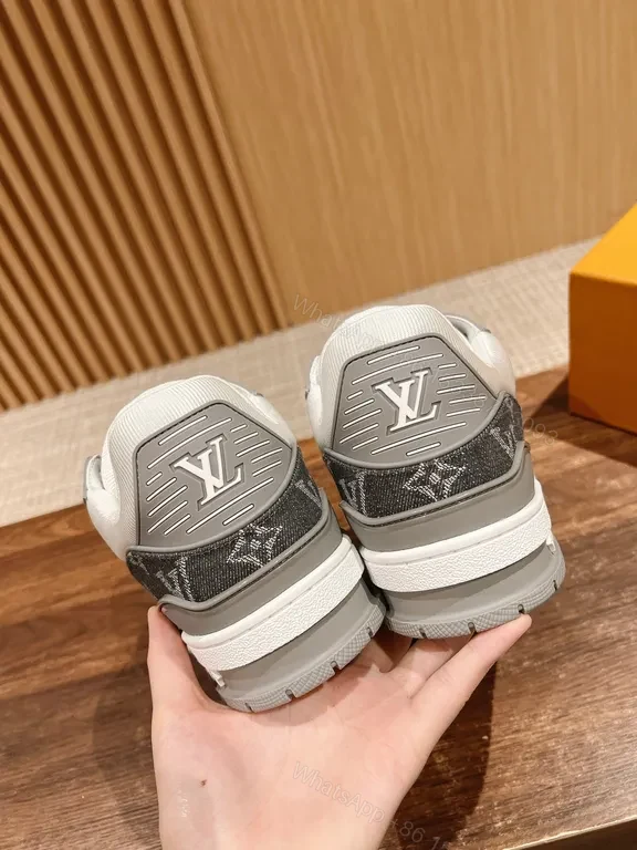 View 4 of Modern Peak Leather-Trim Sneaker with Signature LV Monogram