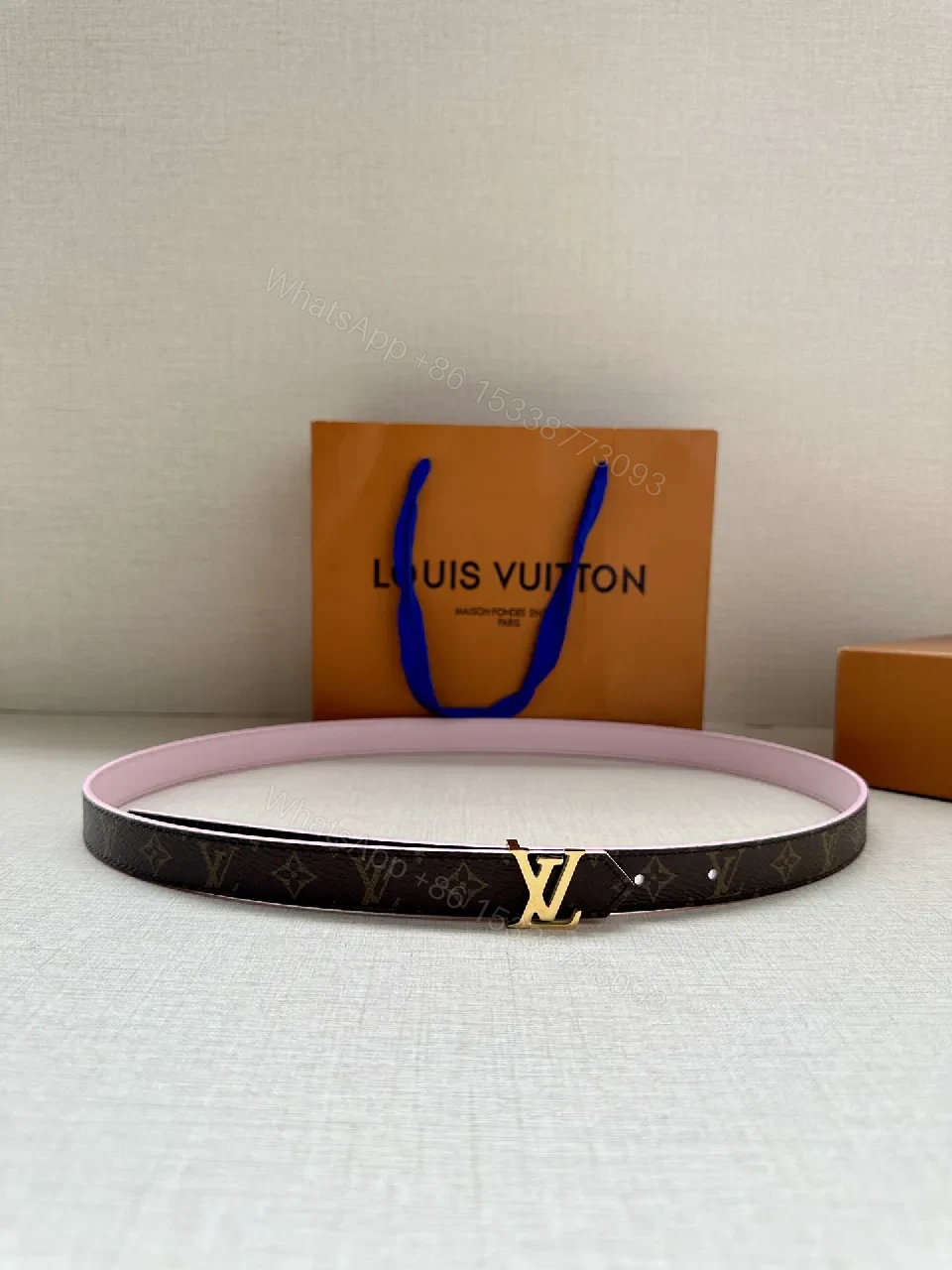 Monogram Canvas Belt with Pink Leather Interior – Subtle Luxury — view 1