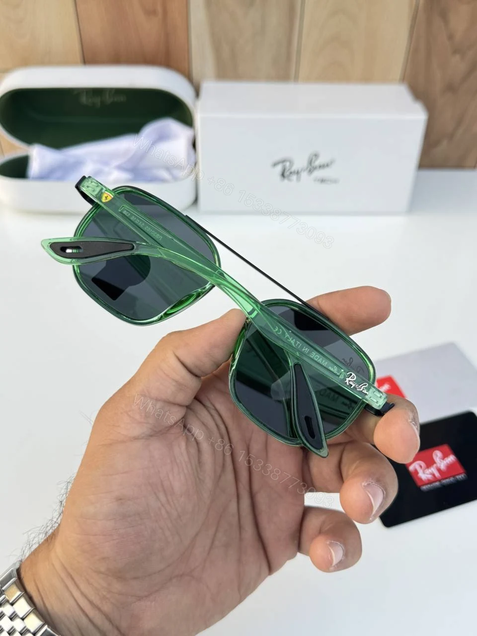 View 4 of First Copy RayBan 30165 Green Sunglasses