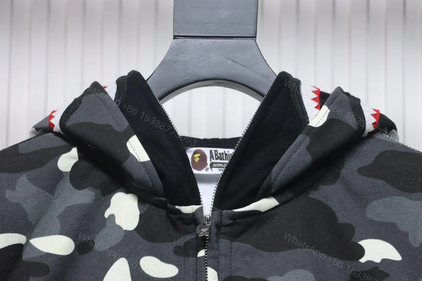 View 3 of BAPE Camouflage Double Hat Hoodie Grey