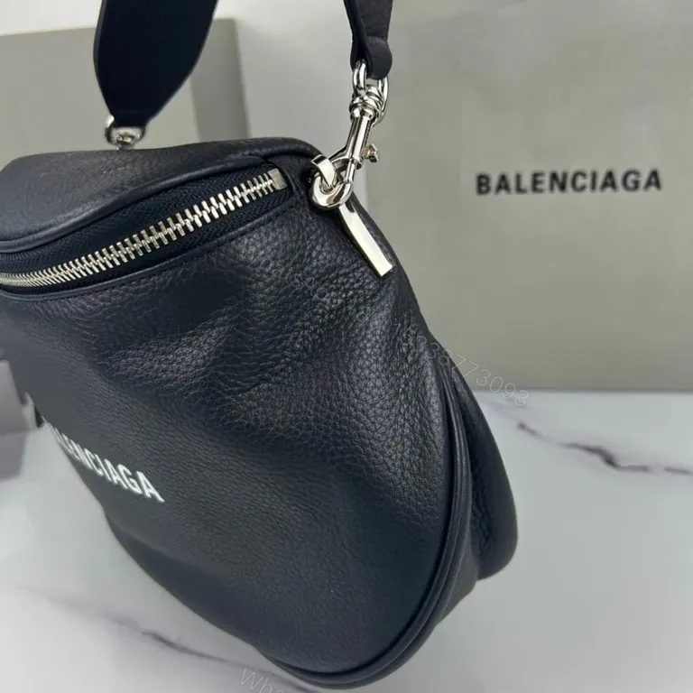 View 7 of Sleek Black Leather Belt Bag â€” Ultra-Compact, Crossbody Luxury