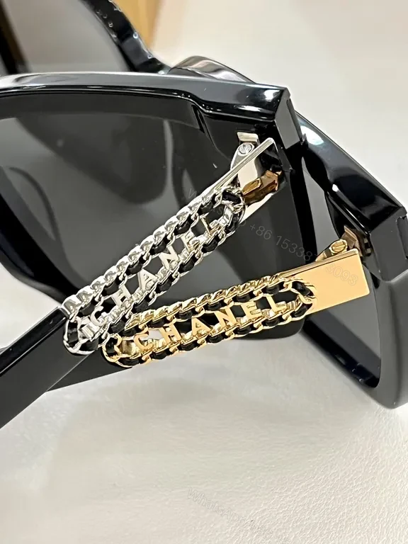 View 2 of Soft Rose Tones Rose-Gold Chanel Sunglasses, Oversized Square