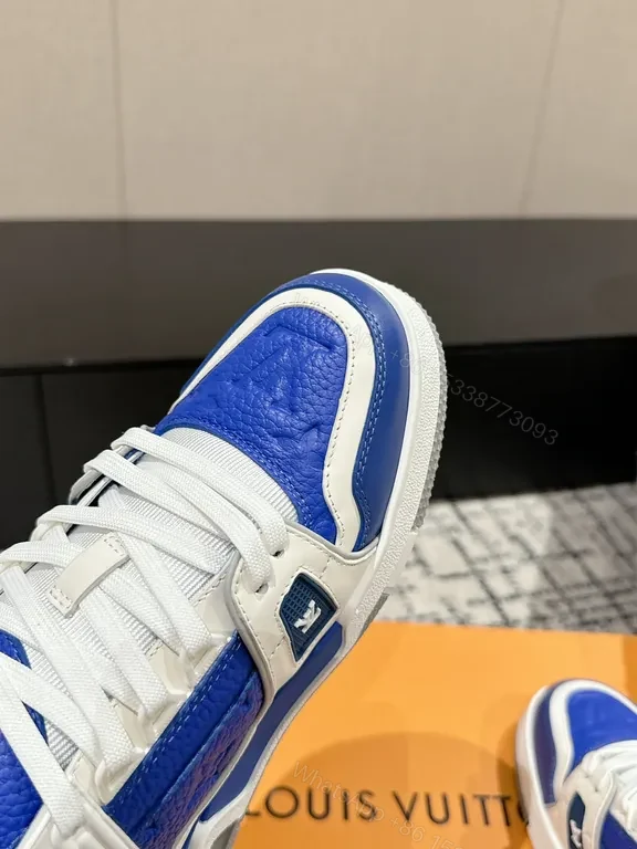 View 5 of Bold Sapphire Luxe High-Top Sneakers with LV-Style Details