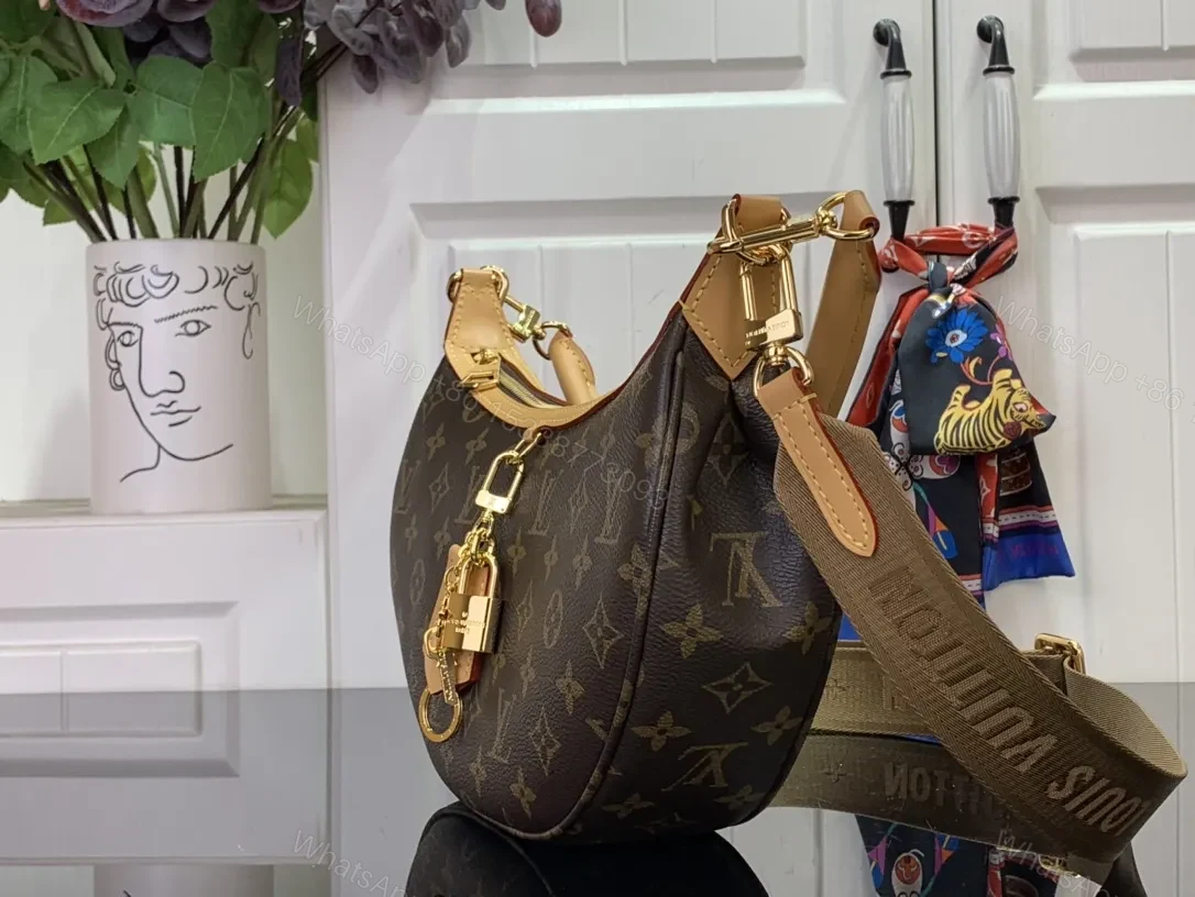 View 2 of Rose Gold Hardware Crescent Bag: Monogram-Canvas Crossbody