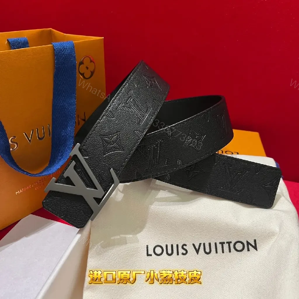 View 7 of Monogram Leather Belt: Elegant, Gold Buckle, Full-Grain Style