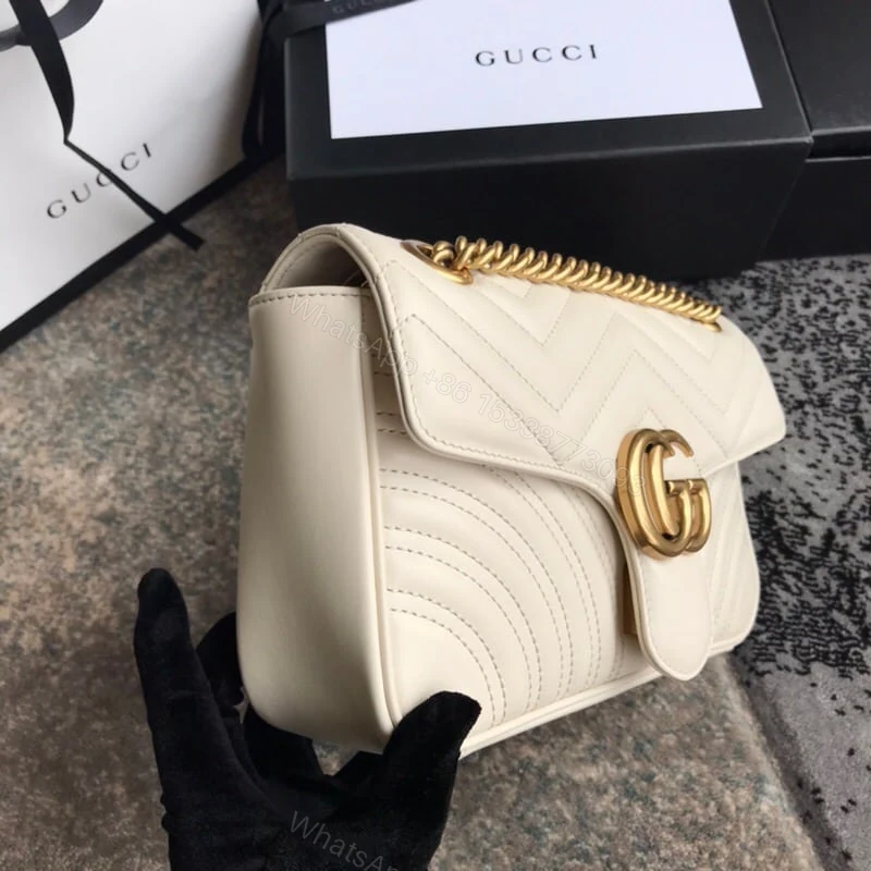 View 2 of Gucci GG Marmont Mini Shoulder Bag White Matelassé 22Cm 446744 DTDIT 9022