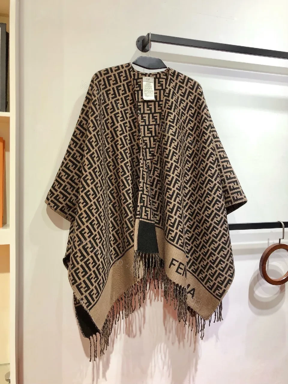 Two-Tone Knit Poncho: Luxe Pattern & Soft Fringe — view 1