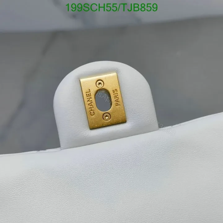 View 8 of Chanel White Flap Bag featuring Pearl Crush and Gold Hardware M9524