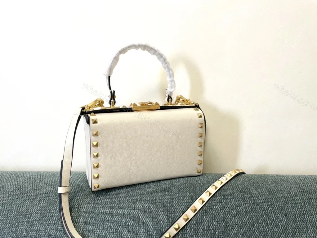 View 2 of Ivory Rockstud Box Bag: Valentino Garavani Mini Crossbody