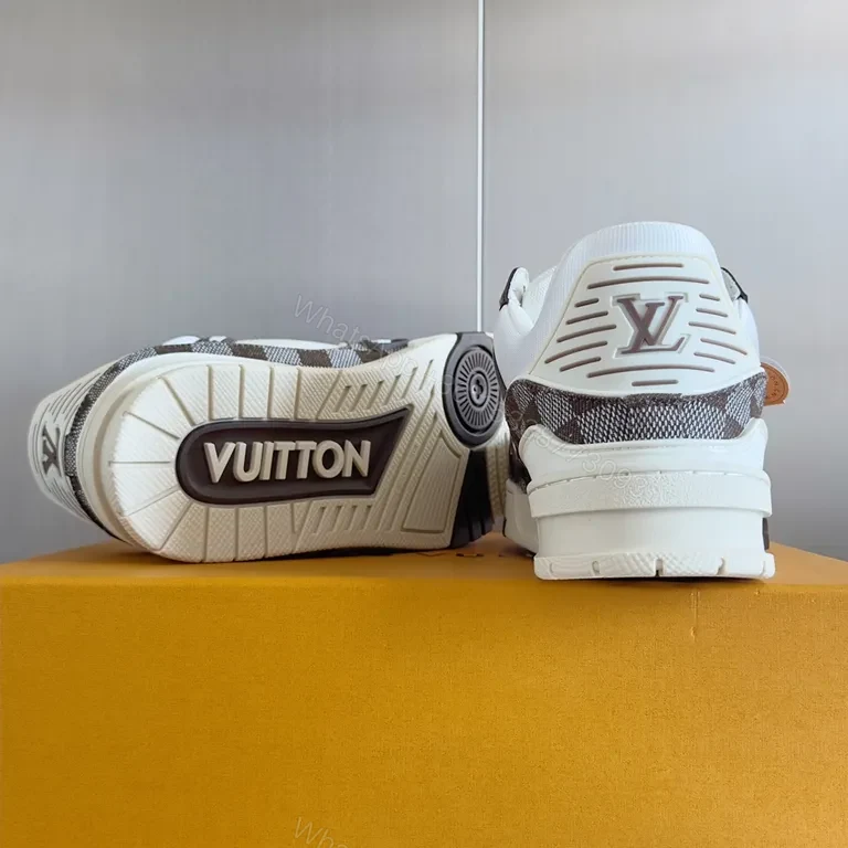 View 9 of Patterned Texture LV High-Top Sneakers â€” Luxury Streetwear Comfort