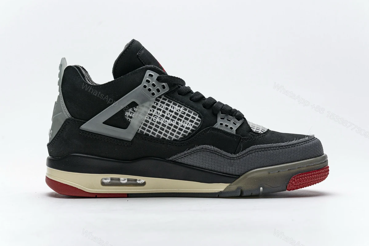 View 2 of OFF White x Air Jordan 4 Retro Bred CV9388-001