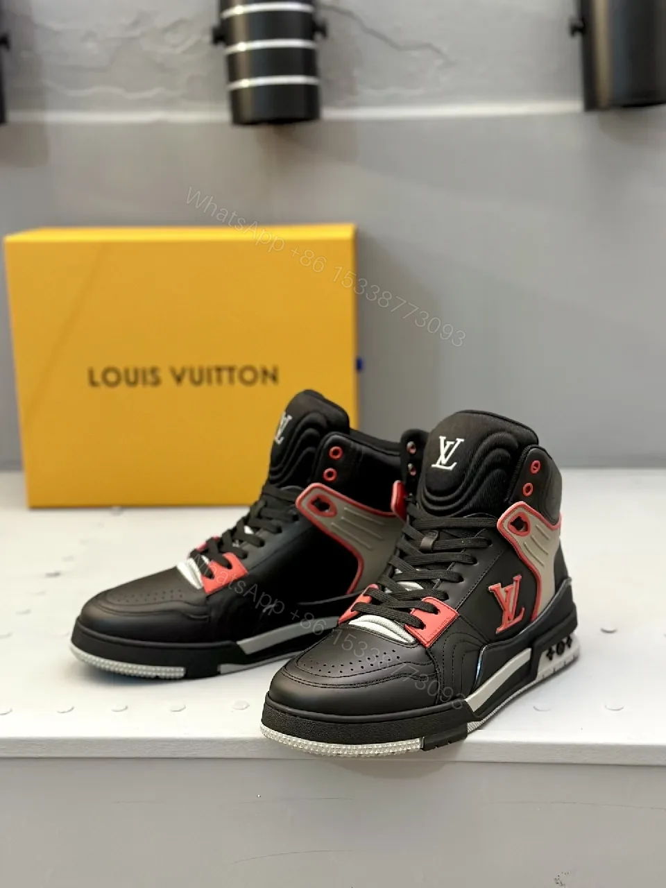 View 4 of Bold Leather LV High-Tops: Luxe Streetwear Sneaker