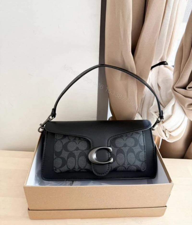 View 2 of First Copy Coach Black Signature Shoulder Bag With C Logo Buckle And Premium Finish