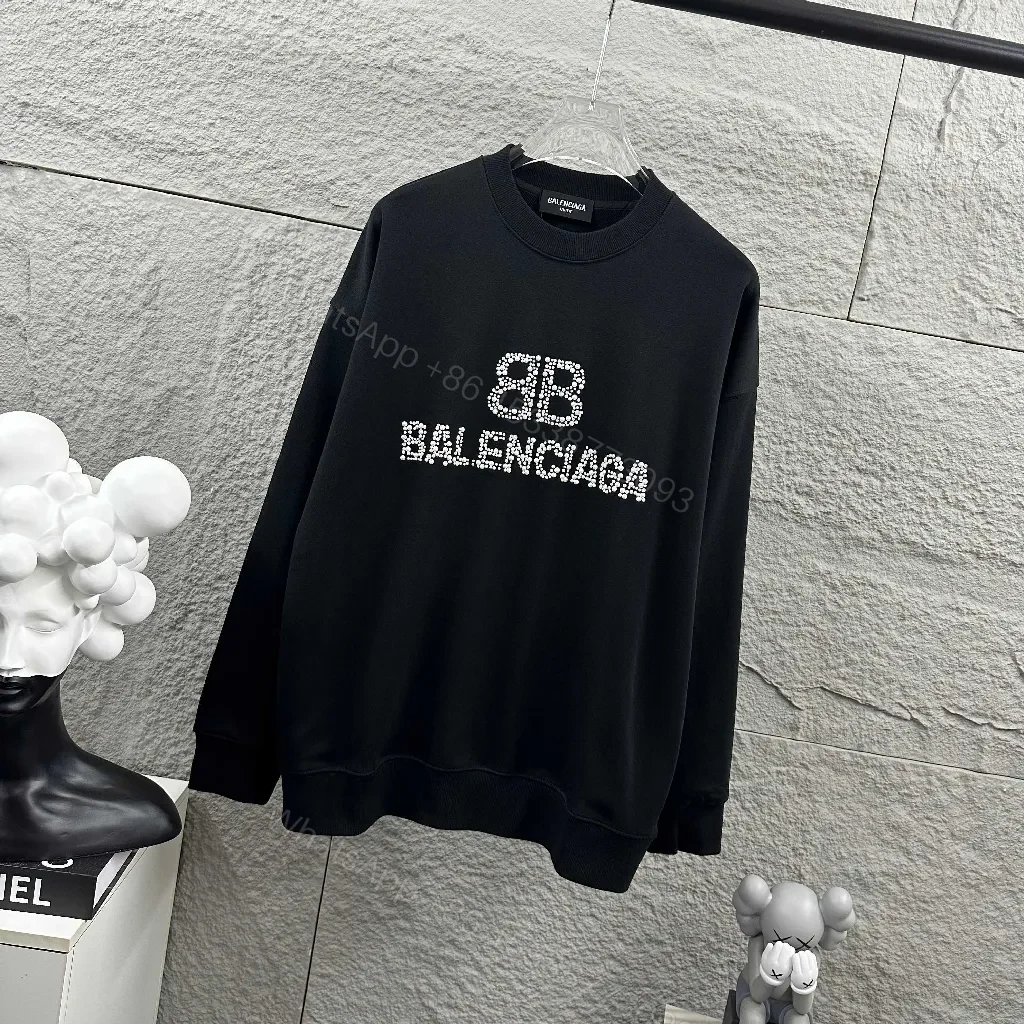 View 3 of Black Fleece Logo Crewneck: Crystal-Embellished Luxe Sweatshirt