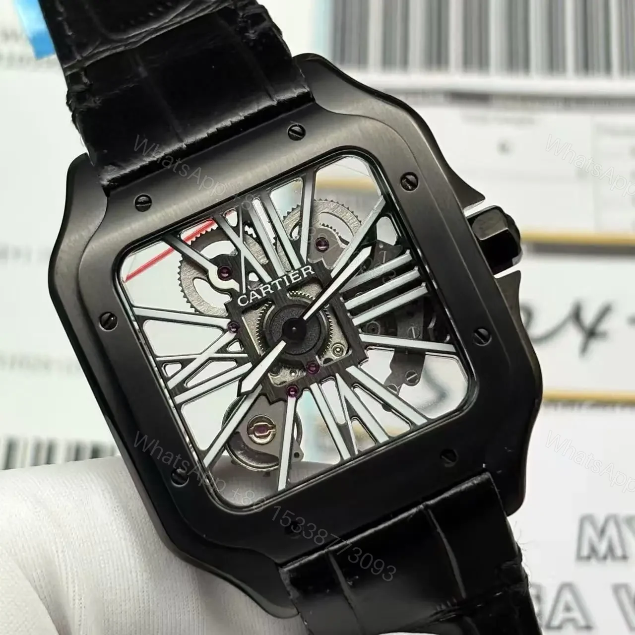 View 5 of Replica Cartier Santos WHSA0009 Skeleton Watch