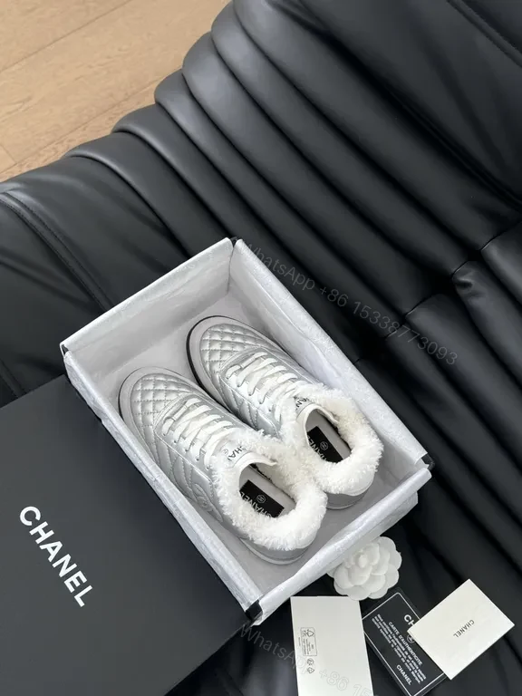 View 7 of Chanel-Inspired Quilted High-Tops with Plush Shearling