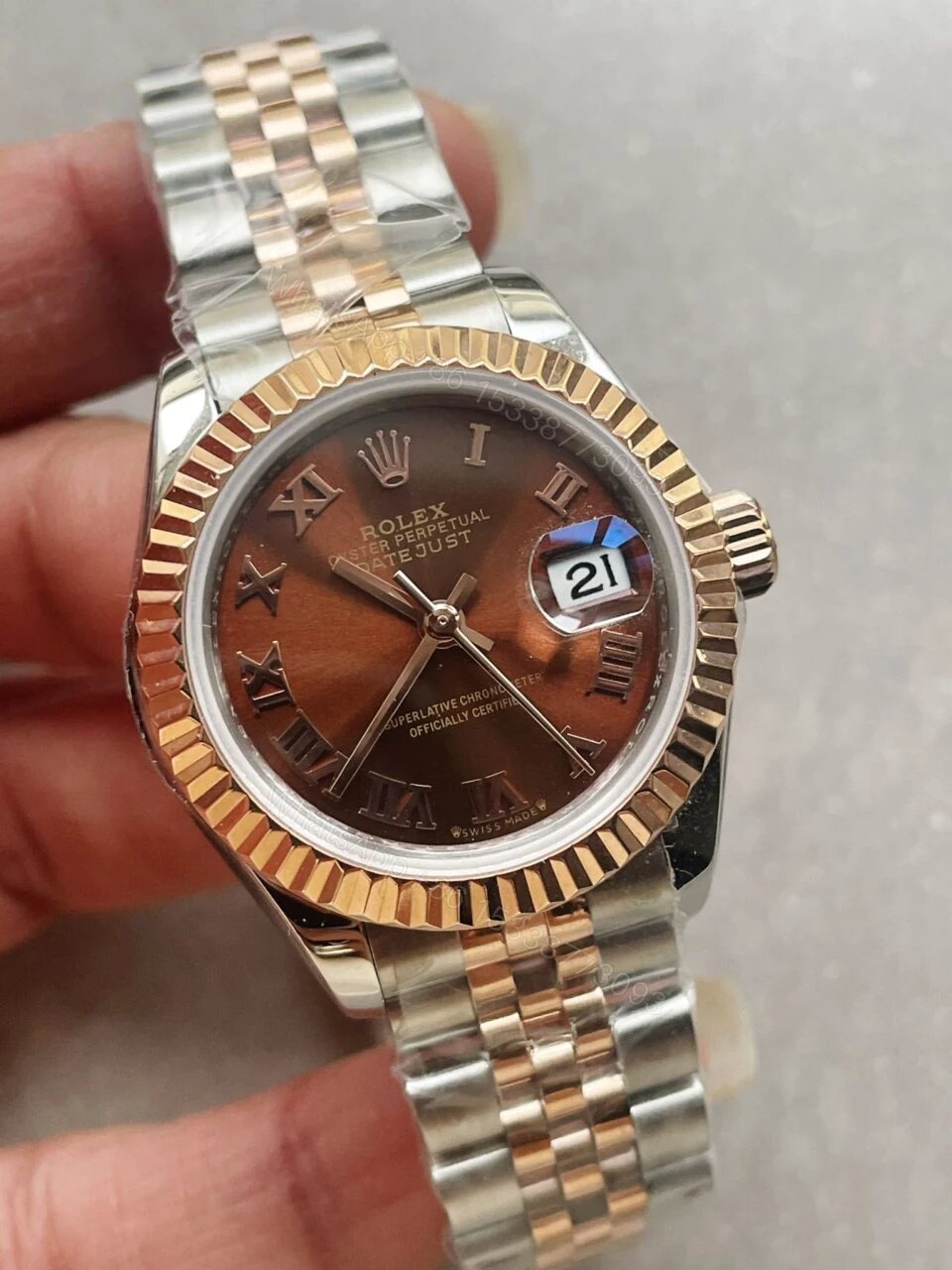 KZF Factory 1:1 Rolex Datejust 28mm 904L RG/SS Brown Dial A2671 — view 1
