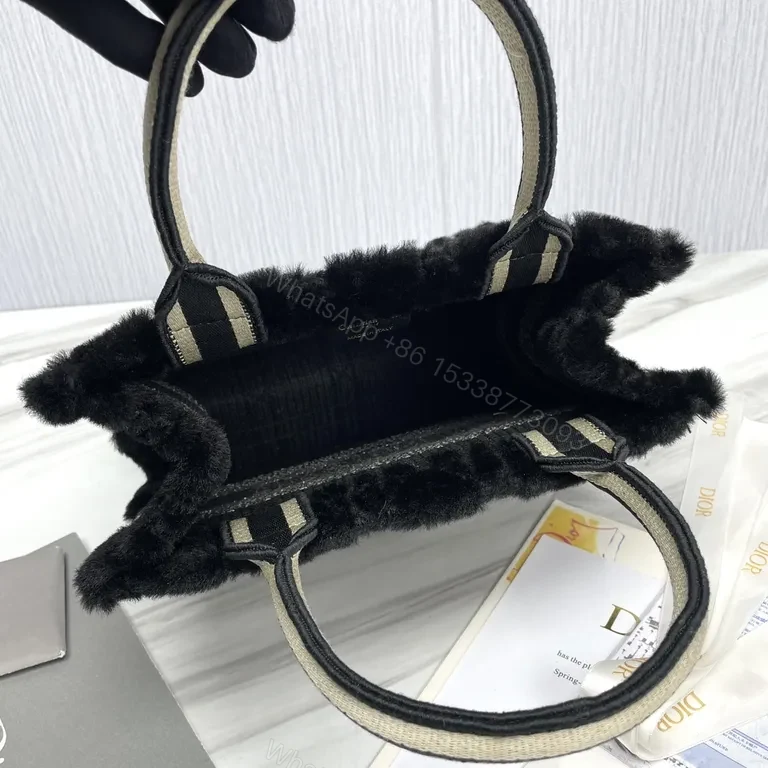 View 8 of Bold BouclÃ© Dior Tote: Shearling Trim Luxury Bag