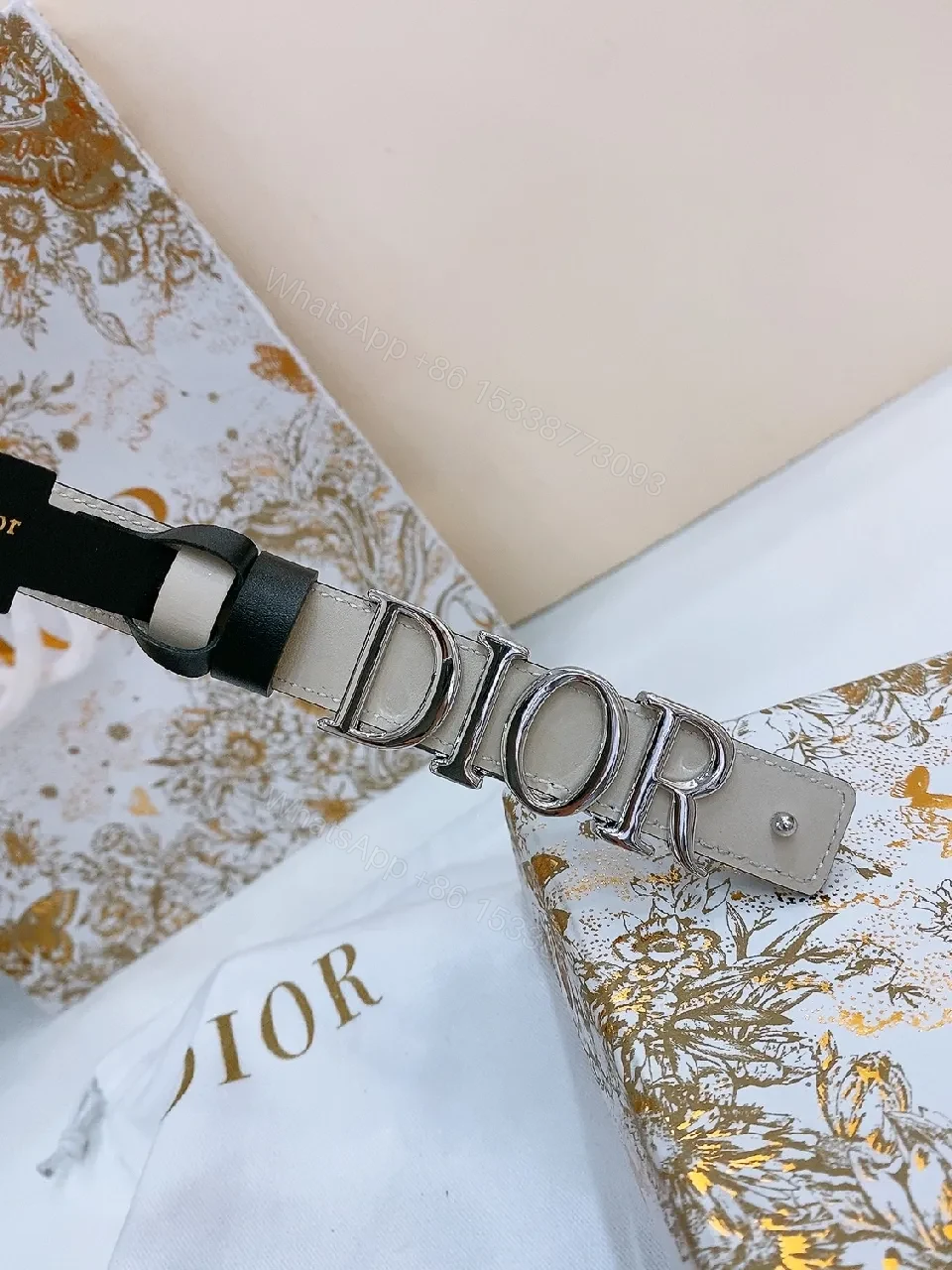 View 3 of Dior-Inspired Minimalist Logo Belt: Luxurious Everyday Belt