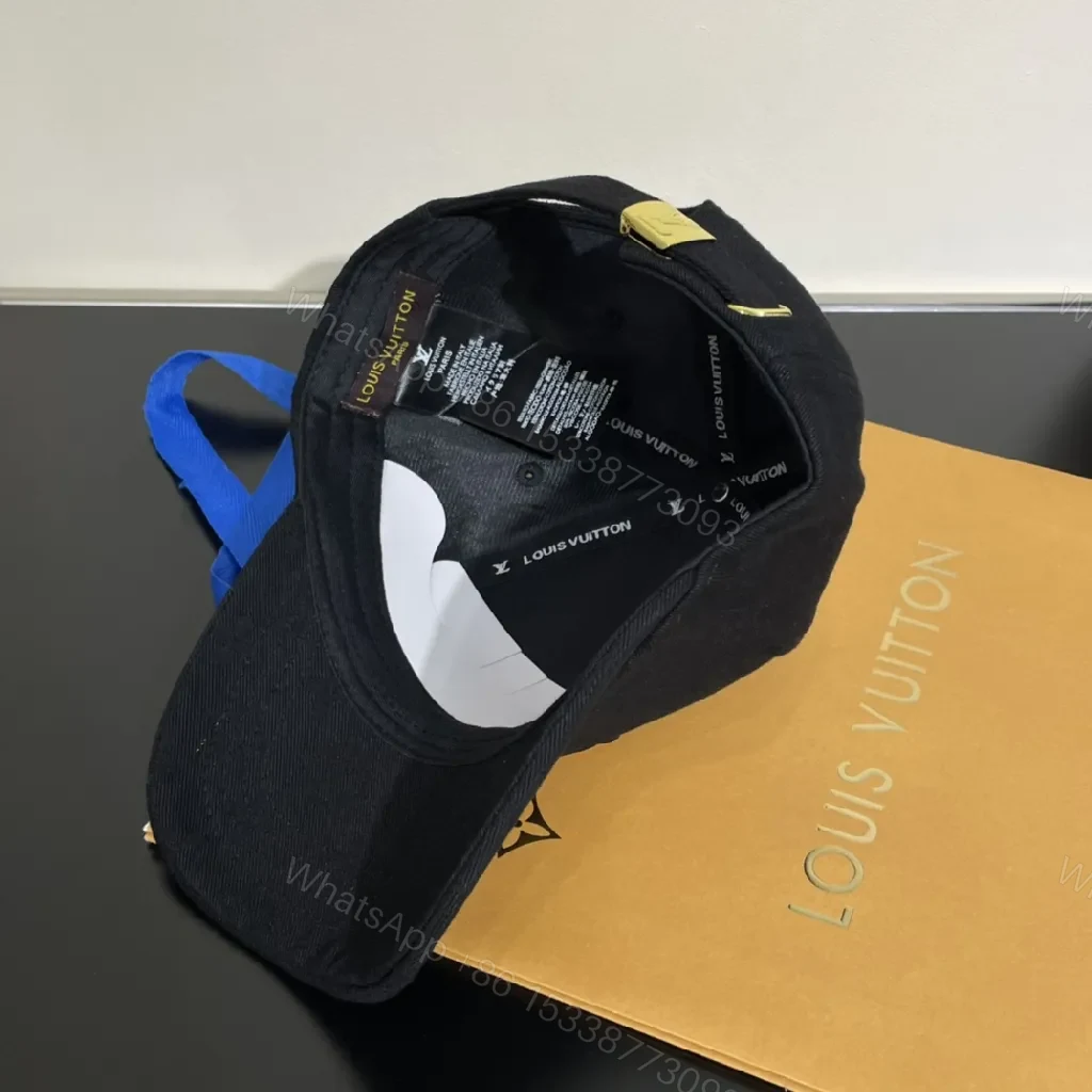 View 2 of Lux Black Cap with Gold Monogram Accent - Luxury-Casual Style