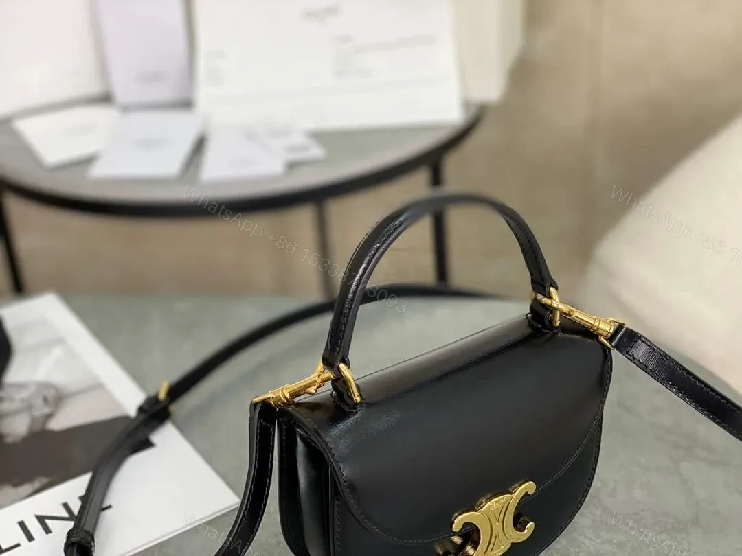 View 5 of Celine Handle Black Wrinkled Leather 15.5×11.5x5cm