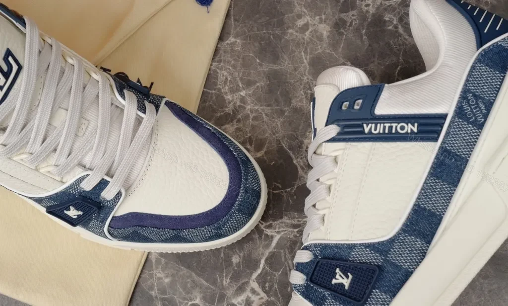 View 9 of Premium-Texture Runner: LV Branding, Navy Suede High-Tops