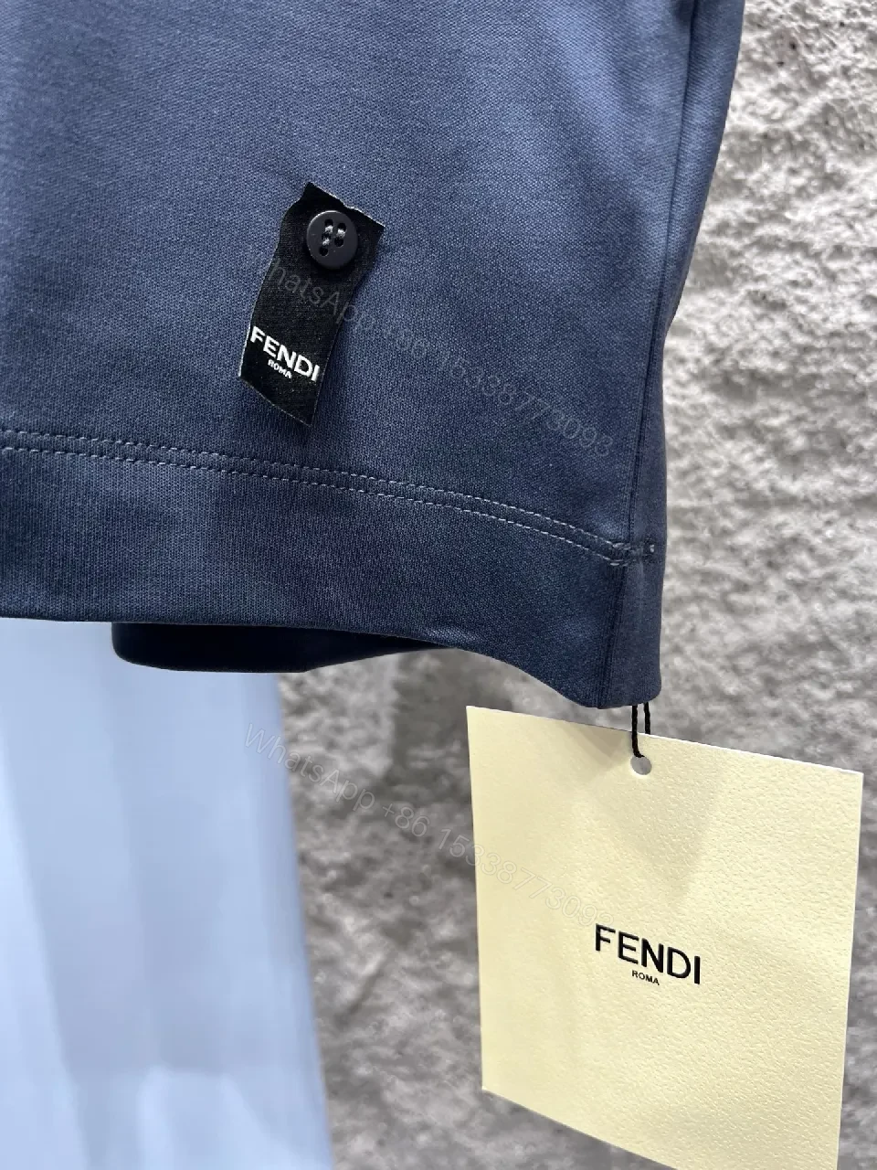View 9 of Navy Cotton Tee with Zip Pocket, Minimalist Luxe, Casual Wear