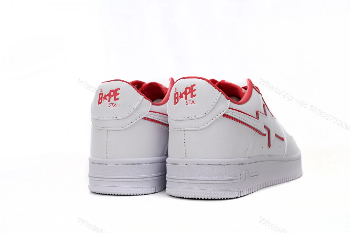 View 4 of Cheap Fake BapeSta Low White Red Border 1J30-291-017