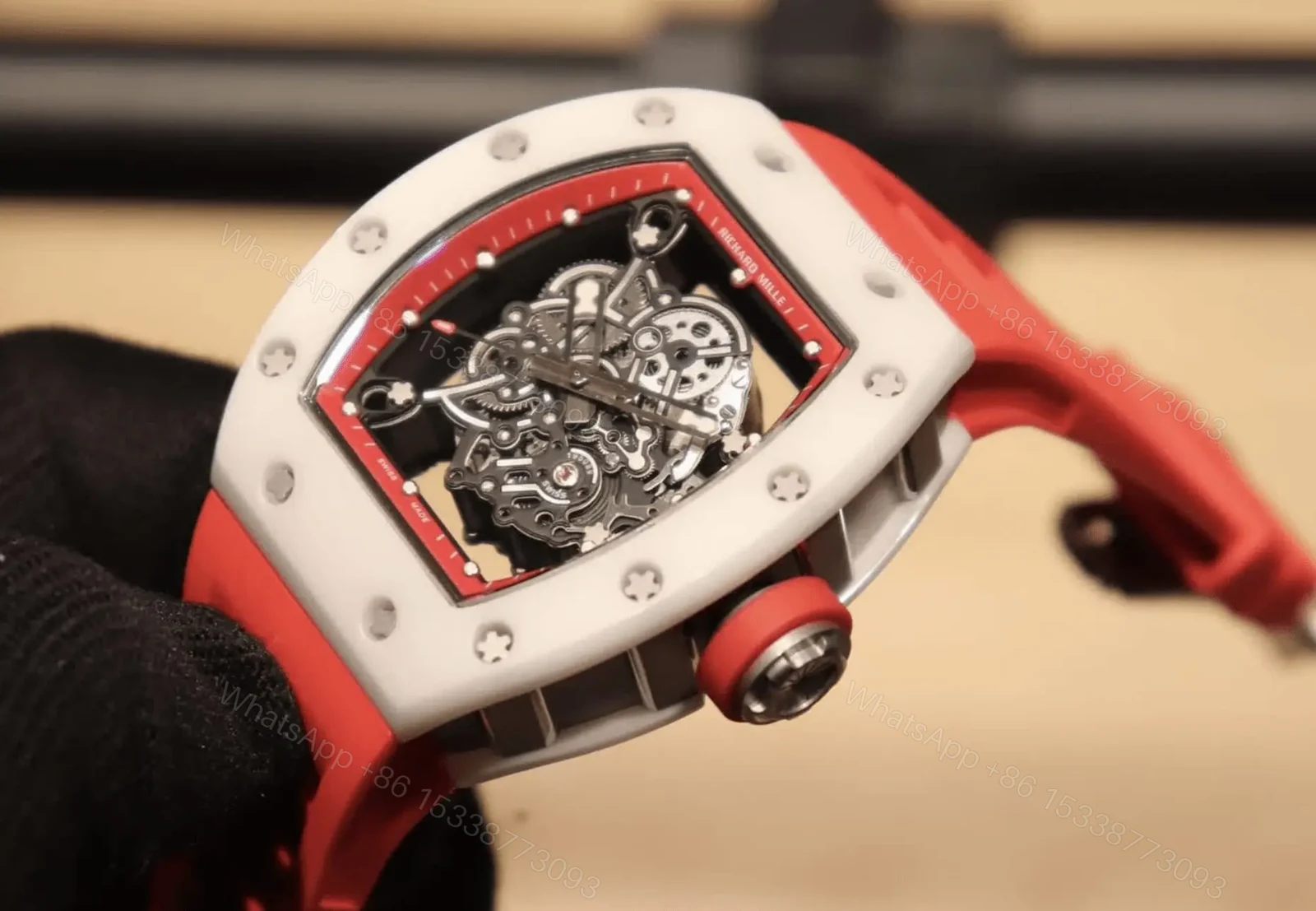 View 6 of Richard Mille Swiss Made Clone Rm 0055 Bubba Watson Red Rubber