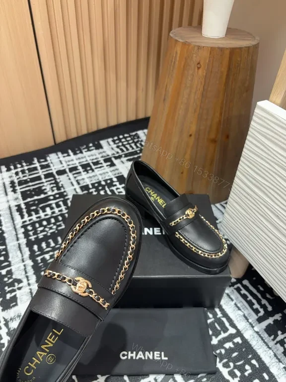 View 6 of Chunky Chain Leather Loafers - Luxe Comfort, Chanel-Inspired