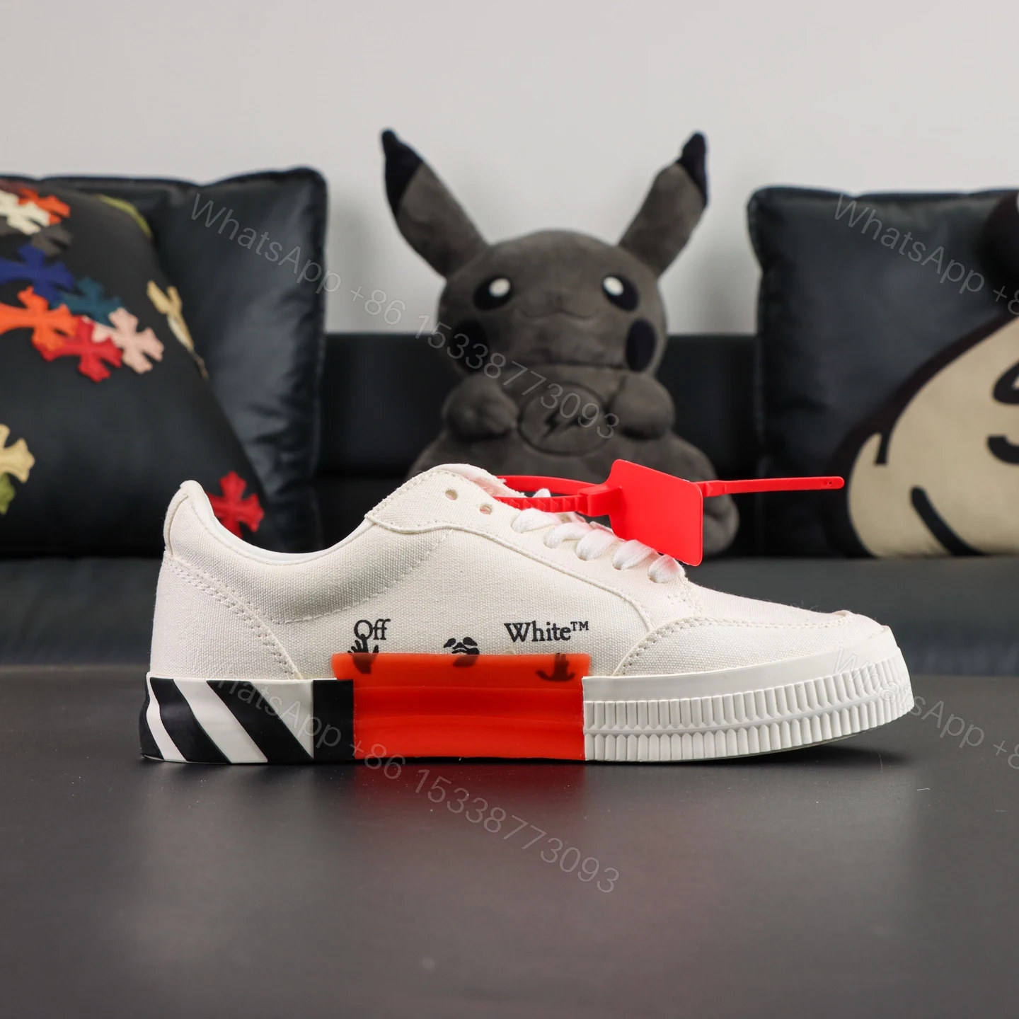View 2 of Off White Low Vulcanised White Red