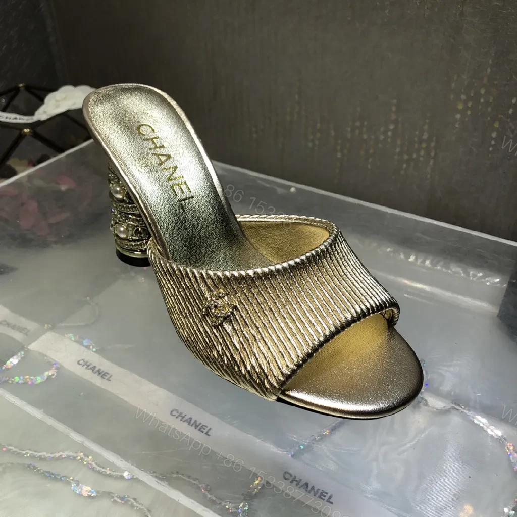 View 6 of Glam Metallic Slip-Ons: Sculpted Heel Luxury Mules
