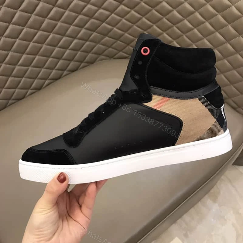 View 8 of BURBERRY LEATHER AND HOUSE CHECK HI-TOP SNEAKERS – BBR28