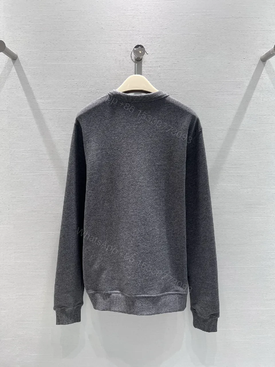 View 7 of Grey Cotton Fleece Crewneck Sweatshirt, Subtle Luxury, Everyday Comfort
