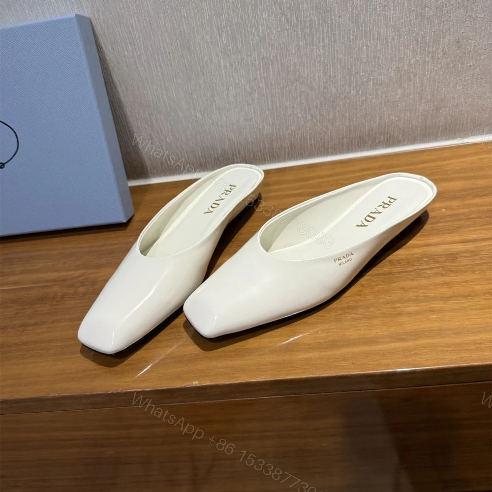 View 4 of 高仿Prada*1S825M方頭皮質休閒拖鞋白色免檢版